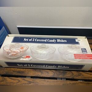 ZELLERS 😲 Set of 3 Glass Candy Dishes With Lids New in Box